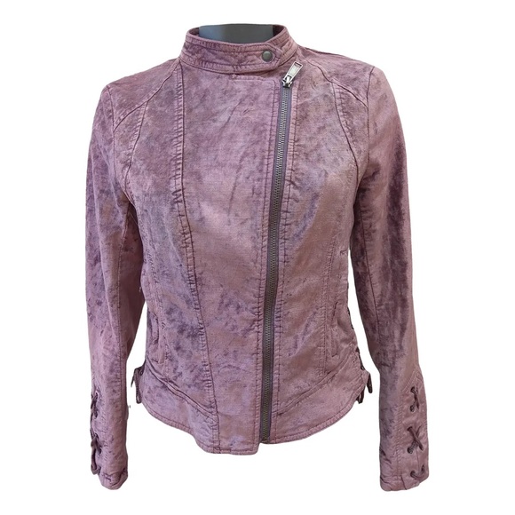 Free People Pink Velvet Motorcycle Jacket - Picture 2 of 4